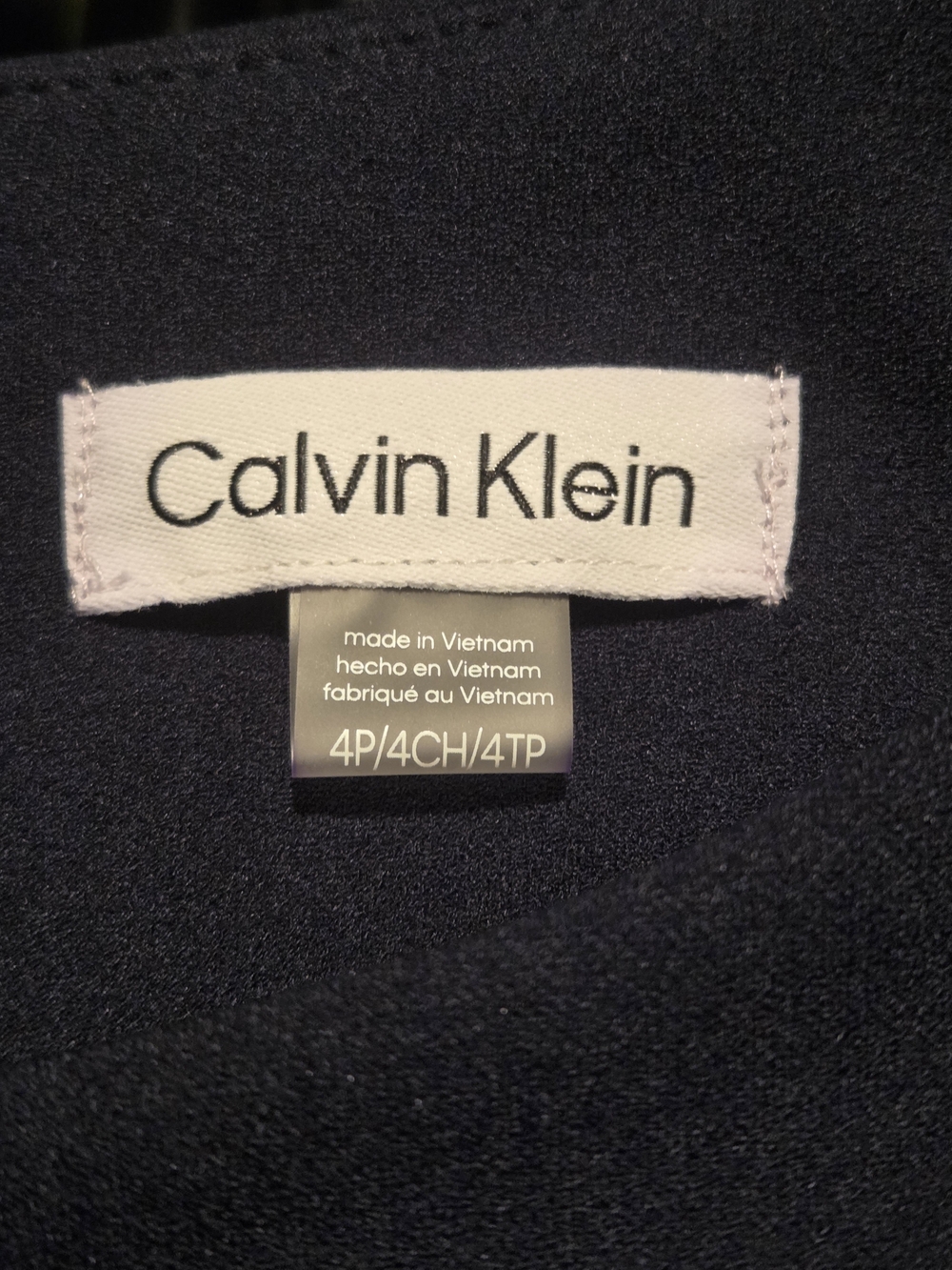 NWT Calvin Klein Navy Bell-Sleeve Sheath Dress Size 4P - Picture 8 of 8